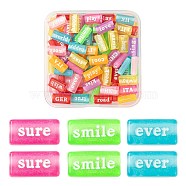 100Pcs Transparent Acrylic Beads, Spray Painted, Rectangle with Words, Mixed Color, 7.5x15x4.5mm, Hole: 3mm, 100pcs/box(DIY-FS0001-31)