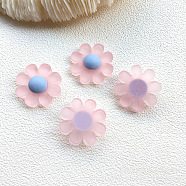 Resin Frosted Cabochons, DIY for Earrings & Bobby Pin Accessories, Flower, Pink, 23x23mm(RESI-TAC0001-04D)