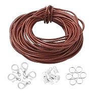 DIY Necklace Making Kits, Including Cowhide Leather Cord, 304 Stainless Steel Jump Rings, Iron Cord Ends and Zinc Alloy Lobster Claw Clasps, Mixed Color, Cowhide Leather Cord: 2mm, 10m(DIY-FS0001-82)