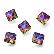Glass Rhinestone Pendants, Back Plated, Faceted, Square/Rhombus, Volcano, 11.5x11.5x5mm, Hole: 1.2mm(RGLA-A024-D03-001VO)