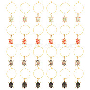 6 Sets Alloy Enamel Wine Glass Charms, with Brass 
Hoops, Tortoise, Mixed Color, 55.5mm, Pendant: 24.5x14x4mm, Pin: 0.6mm, 4pcs/set(AJEW-HY0001-49)