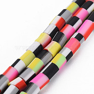 Handmade Polymer Clay Bead Strands, Column, Mixed Color, 5x2.5~6.5mm, Hole: 1.6~1.8mm, about 62~68pcs/strand, 15.28 inch~15.55 inch(38.8cm~39.5cm).(CLAY-N011-050B-03)