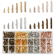 Iron Slide On End Clasp Tubes, Slider End Caps, Antique Bronze & Golden & Platinum & Rose Gold, 480pcs/box(IFIN-PH0005-05)