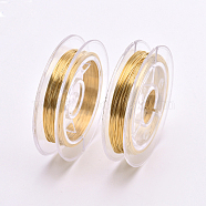 Round Stainless Steel Wire, for Jewelry Making, Golden, 26 Gauge, 0.4mm, 10m/roll(MCOR-PW0001-10B)