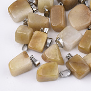 Natural Topaz Jade Pendants, with Stainless Steel Snap On Bails, Nuggets, 15~35x10~20x5~15mm, Hole: 3x7.5mm(G-Q996-22)