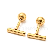 Ion Plating(IP) 304 Stainless Steel Stud Earrings, Column, Golden, 8x2mm(EJEW-Z034-04A-G)