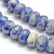 Faceted Natural Blue Spot Jasper Rondelle Beads Strands, 8x5mm, Hole: 1mm, about 76pcs/strand, 15.2 inch(G-K090-05)