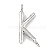 304 Stainless Steel Letter Connector Charms, Stainless Steel Color, Letter K, 12x5x2mm, Hole: 1.2mm(STAS-M108-01P-11)