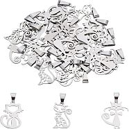 Unicraftale 24Pcs 3 Style 304 Stainless Steel Kitten Pendants, Cat, Stainless Steel Color, 8pcs/style(STAS-UN0025-76)