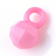 Opaque Acrylic Pendants, Faceted Round, Flamingo, 13x8.5x8mm, Hole: 3.2mm, about 1400pcs/500g(SACR-S829-C02)