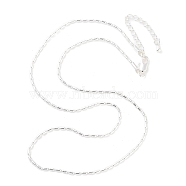 Brass Column Link Chain Necklaces for Women, 925 Sterling Silver Plated, 17.24 inch(43.8cm)(NJEW-Q344-07S)