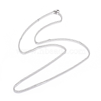 Unisex 304 Stainless Steel Curb Chain/Twisted Chain Necklaces, with Lobster Claw Clasps, Stainless Steel Color, 23.4 inch(59.5cm)