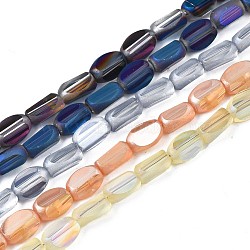 Electroplate Glass Beads Strands, Faceted, Cuboid, Mixed Color, 6~7x4~5x3mm, Hole: 0.8mm, about 80pcs/strand, 20.08 inch~20.31 inch(51~51.6cm)(EGLA-S201-12)