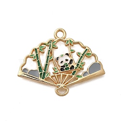 Rack Plating Panda Theme Alloy Enamel Pendants, Golden, Fan, 23x29x1.3mm, Hole: 2mm(ENAM-S021-08G-A)