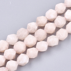 Natural Pink Morganite Beads Strands, Star Cut Round Beads, Faceted, 10x8.5x8.5mm, Hole: 1mm, about 37~38pcs/strand, 14.7 inch~15.1 inch(X-G-T108-28C)