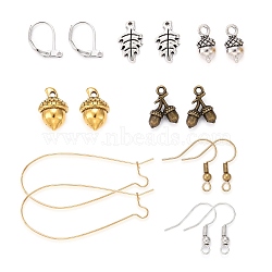 DIY Dangle Earrings Making Kits, Including Tibetan Style Alloy Pendants, Brass Earring Findings, Mixed Color, 15x11x5mm, Hole: 2mm(DIY-LS0002-90)