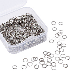 Iron Jump Rings, Open Jump Rings, Platinum, 21 Gauge, 6x0.7mm, Inner Diameter: 5mm, about 400pcs/box(IFIN-YW0001-08P)