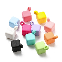 Rubberized Style Opaque Acrylic Beads, Cube, Mixed Color, 25x18x19mm, Hole: 3mm(SACR-Q196-02)