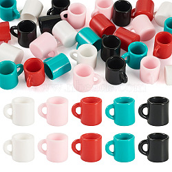 30Pcs 5 Colors Resin Miniature Food Play Doll House Accessories Charm, Mug, Mixed Color, 15.5x22x17.5mm, Inner Diameter: 11.5mm, 6pcs/color(AJEW-TA0003-11)