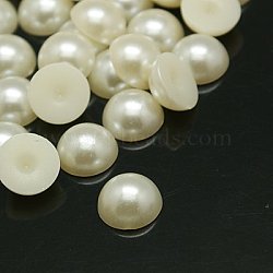 Half Round Domed Imitated Pearl Acrylic Cabochons, Creamy White, 14x7mm(OACR-H001-2)