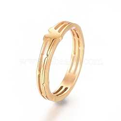 Ion Plating(IP) 304 Stainless Steel Finger Rings, Chevron Ring, Golden, Size 5~8, 15~18mm(RJEW-E164-08G)