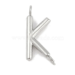 304 Stainless Steel Letter Connector Charms, Stainless Steel Color, Letter K, 12x5x2mm, Hole: 1.2mm(STAS-M108-01P-11)