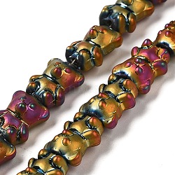 Electroplate Glass Beads Strands, Frosted, Bear, Colorful, 15x11.5x9mm, Hole: 1mm, about 45pcs/strand, 25.59''(65cm)(EGLA-Q127-A02-01B)