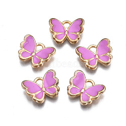 Alloy Enamel Charms, Butterfly, Light Gold, Violet, 10.5x13x3mm, Hole: 2mm(ENAM-S121-070H)