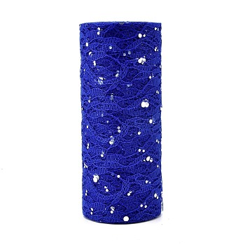 Glitter Sequin Deco Mesh Ribbons, Tulle Fabric, for Wedding Party Decoration, Skirts Decoration Making, Royal Blue, 6 inch(150mm), 10yards/roll