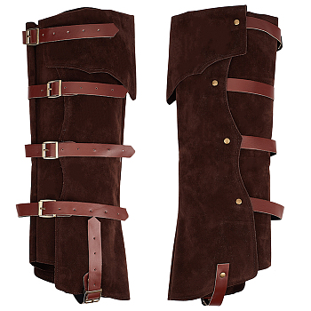 Imitation Leather Pirate Boot Covers, Leg Protection Cover, with Alloy Findings, Coconut Brown, 400x200x10.5mm