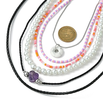 Mixed Necklaces, with Pendant Necklaces and Beaded Necklaces, Vary in Materials and Colors, Mixed Color, 15.74 inch~38.97 inch