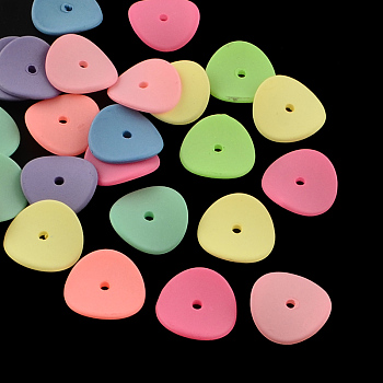 Spray Painted Fluorescent Acrylic Beads, Twisted Disc, Mixed Color, 15x15x3mm, Hole: 2mm, about 1870pcs/500g