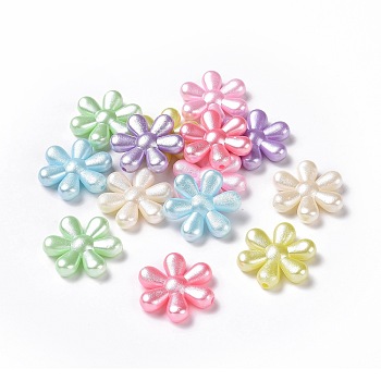 Imitation Pearl Acrylic Beads, Flower, Mixed Color, 23x21x5.3mm, Hole: 1.8mm, about 476pcs/500g