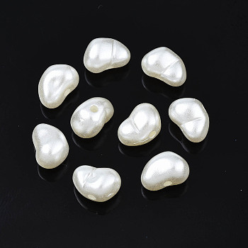 ABS Plastic Imitation Pearl Beads, Oval, Seashell Color, 6x9x6mm, Hole: 1.5mm