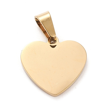 Vacuum Plating 304 Stainless Steel Pendants, Stamping Blank Tag, Laser Cut, Heart, Golden, 16x17x1.2mm, Hole: 7x4mm