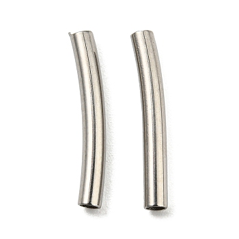 304 Stainless Steel Tube Beads, Curved Tube, Stainless Steel Color, 15x2mm, Hole: 1.4mm