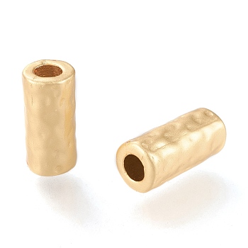 Eco-Friendly Matte Alloy Tube Beads, Column, Long-Lasting Plated, Cadmium Free & Nickel Free & Lead Free, Real 18K Gold Plated, 14x6.5mm, Hole: 3.5mm