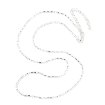 Brass Column Link Chain Necklaces for Women, 925 Sterling Silver Plated, 17.24 inch(43.8cm)