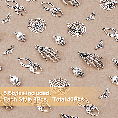 SUPERFINDINGS 40Pcs 5 Style Tibetan Style Alloy Pendants(FIND-FH0008-61)-5