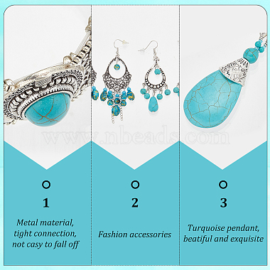 ANATTASOUL 2 Sets 2 Style Synthetic Turquoise Teardrop Lariat Necklace & Chandelier & Oval Beaded Stretch Bracelet(SJEW-AN0001-02)-3