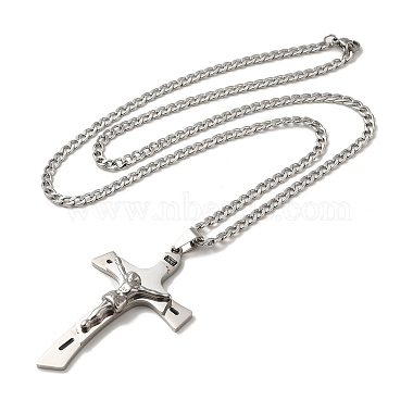 Cross with Jesus Pendant Necklaces(NJEW-C043-02P)-2