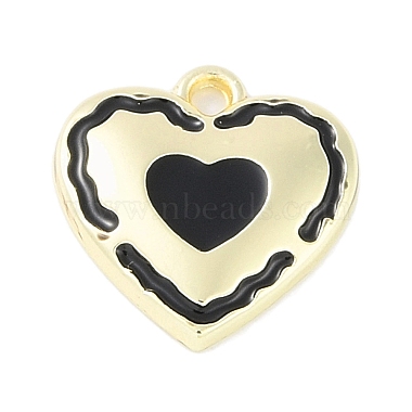 Golden Black Heart Alloy+Enamel Charms