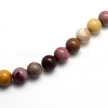 Chapelets de perles en mokaite naturel rondes(G-O047-12-8mm)-2