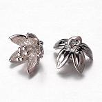 Brass Charms, Cadmium Free & Lead Free, Flower, Platinum, 8x9mm, Hole: 1.5mm(KK-N0099-003P)