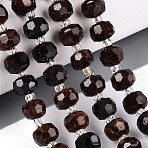 Natural Orange Garnet Beads Strands, with Seed Beads, Faceted, Rondelle, 7~8.5x5~7mm, Hole: 1mm, about 44~56pcs/strand, 14.96~15.55 inch(38~39.5cm)(G-T144-A01-05)