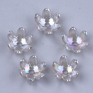 Transparent Acrylic Bead Caps, AB Color, 6-Petal, Flower, Slate Gray, 14x13x6mm, Hole: 2mm, about 1575pcs/500g(TACR-T007-07F)