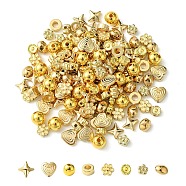 160Pcs 8 Styles CCB Plastic Beads, Mixed Shapes, Golden, 6~9.5x6~9.5x3~8mm, Hole: 0.5~3mm, 20pcs/style(CCB-YW0001-35)