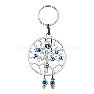 Alloy with Resin Evil Eye Charms Keychains, with Iron Split Ring, Tree of Life, 12cm(KEYC-JKC00619-05)
