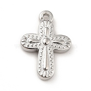 304 Stainless Steel Pendants, Cross Charms, Stainless Steel Color, 19x13.5x3mm, Hole: 1.6mm(STAS-H172-11P)