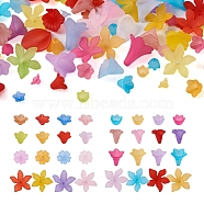 400Pcs 8 Styles Transparent Acrylic Beads, Frosted Style, Tulip Flower Bead Caps, Mixed Color, 50pcs/style(FACR-PJ0001-05)